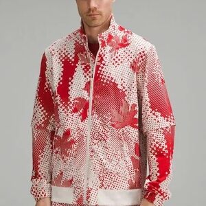 Men's Red and White Patterned Jacket
